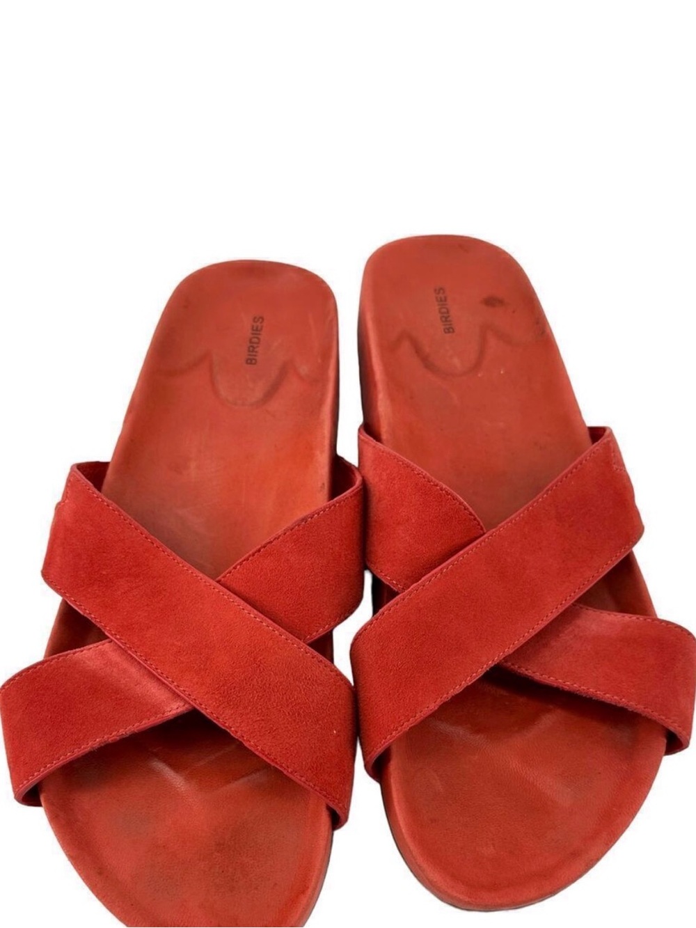Birdies The Robin Persimmon Suede Slide Sandals Shoes Orange Womens Size 10